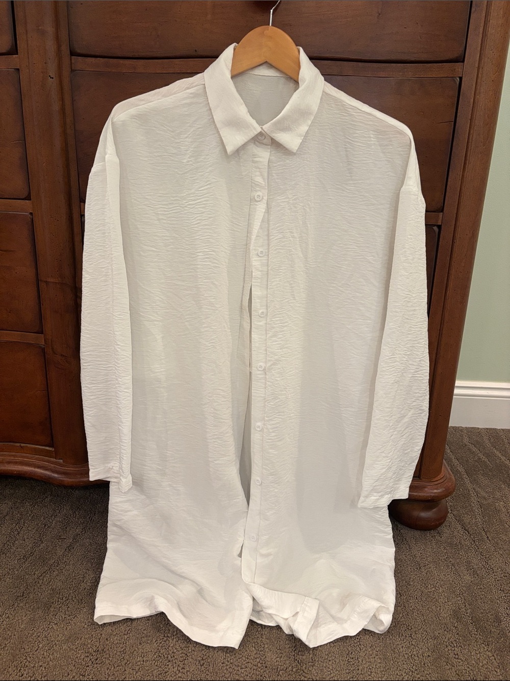 SHEIN White Breezy Button-Front Swim Coverup